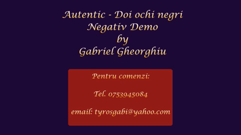 Doi ochi negri – Autentic – Negativ Karaoke Demo by Gabriel Gheorghiu