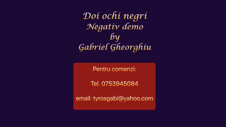 Doi ochi negri – Negativ Karaoke Demo by Gabriel Gheorghiu