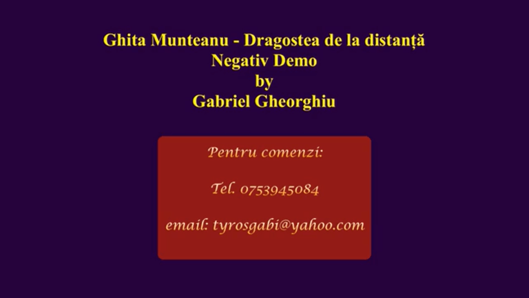 Dragostea de la distanta – Ghita Munteanu – Negativ Karaoke Demo by Gabriel Gheorghiu