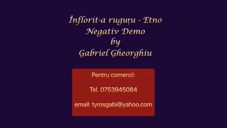 Inflorit-a rugutu – Etno – Negativ Karaoke Demo by Gabriel Gheorghiu