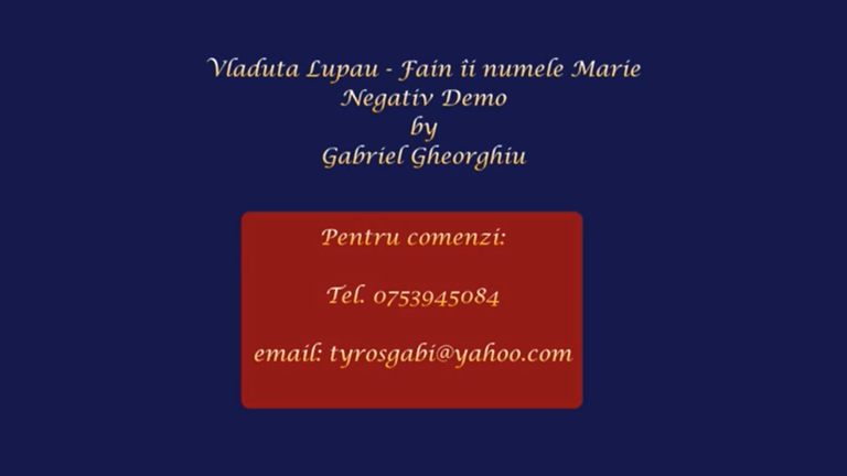 Fain ii numele Marie – varianta 2 – Vladuta Lupau – Negativ Karaoke Demo by Gabriel Gheorghiu